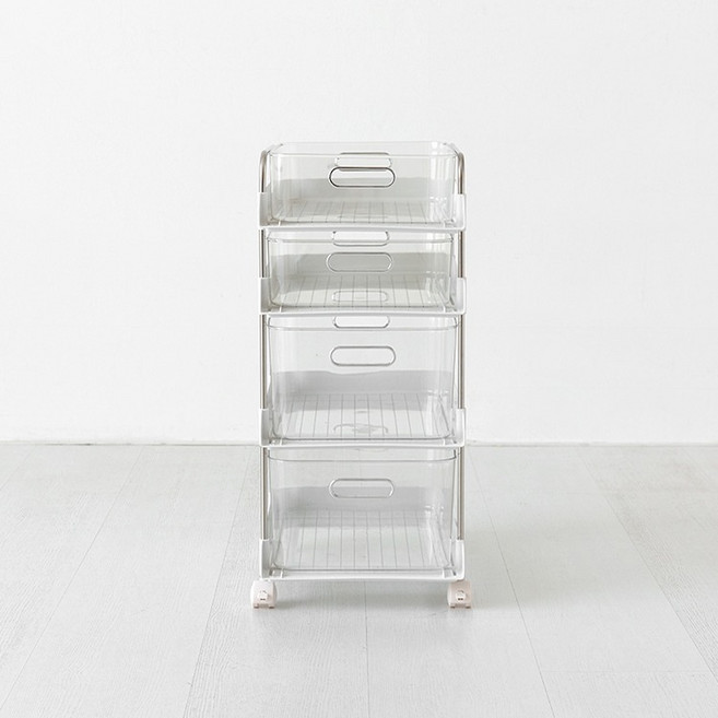 마켓비 RUDAN 투명트롤리 카트 4단, 화이트 5878.2797