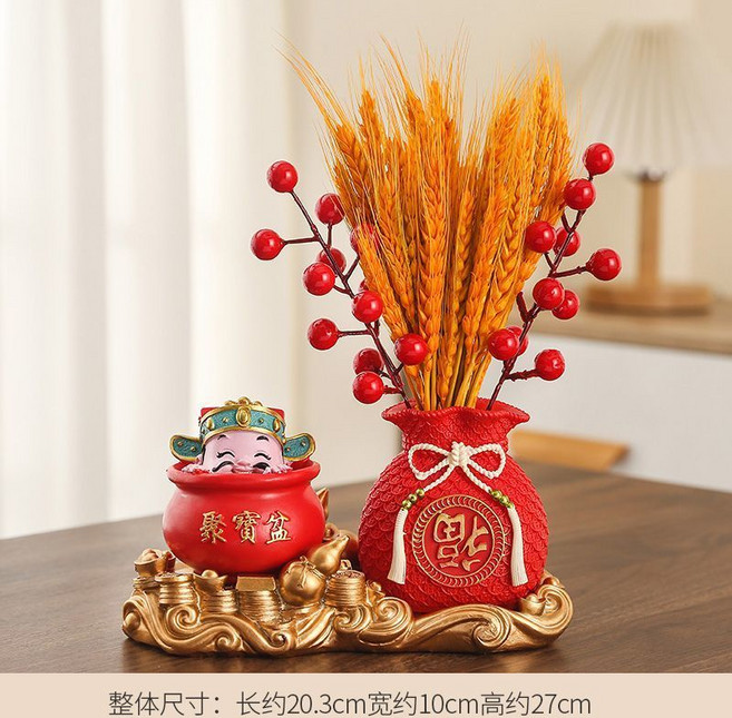 財神公仔 聚寶盆 擺件, 【聚寶盆】-葫蘆擺件整套, 金黃, 聚寶盆-葫蘆擺件整套