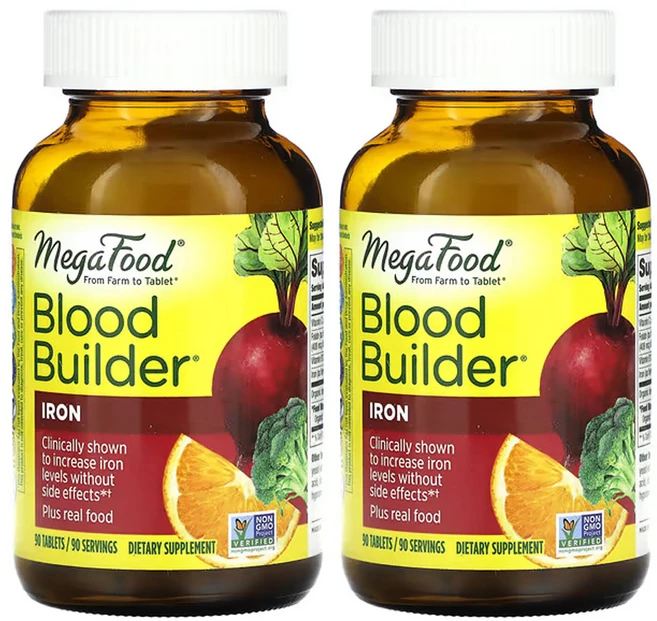 메가푸드 MegaFood Blood Builder 블러드 빌더 철분제 90정 2팩 - 쿠팡