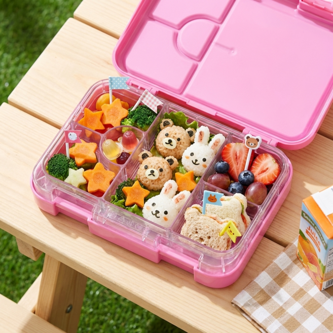 리틀그립 야미박스 어린이집 소풍 도시락통 피크닉 도시락 꾸미기, 1개, 핑크