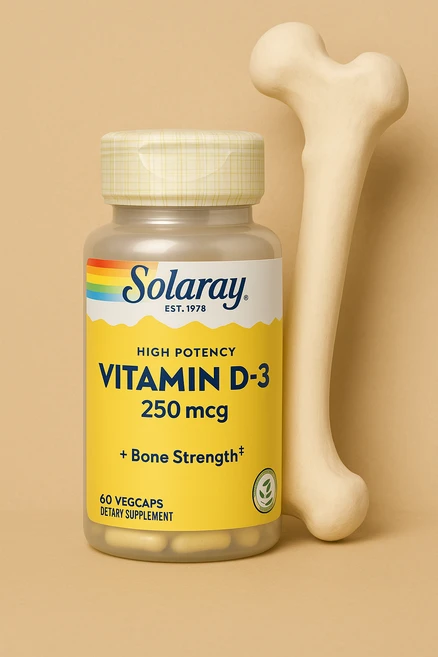 솔라레이 고효능 비타민 D-3 250mcg 10000IU 베지테리안 캡슐, 1개, 60정 - 쿠팡