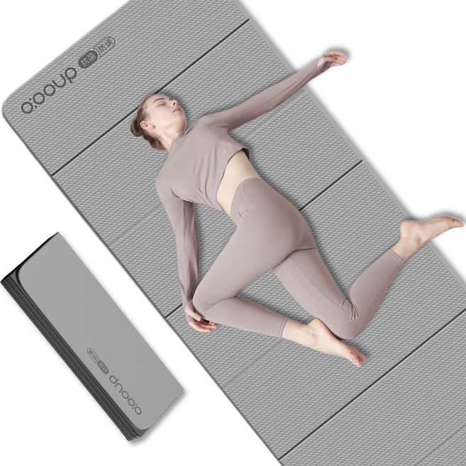 천연 항균 에센셜 오일 요가매트 POE 친환경 접이식 휴대용, 1개, 라이트 그레이