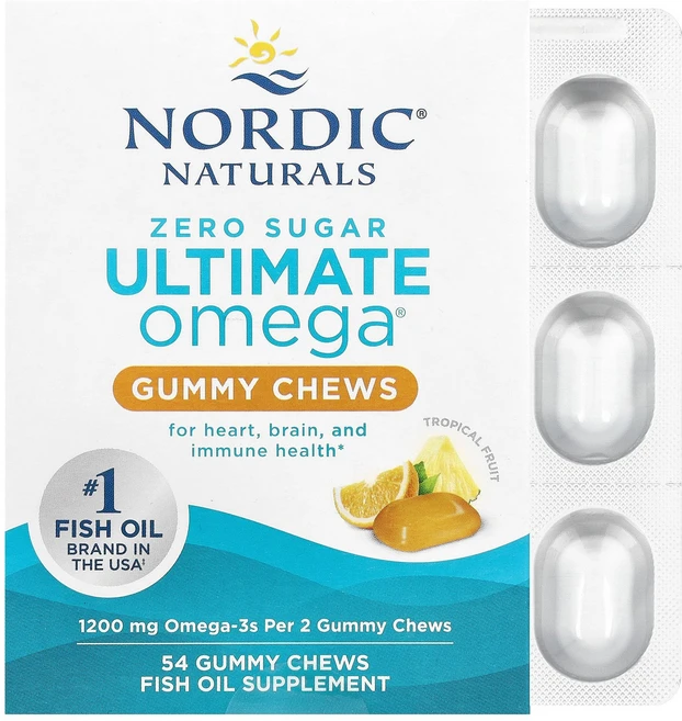 노르딕네츄럴스 얼티밋 오메가 트로피컬 과일 600mg 구미젤리 츄 54개, 1개, 54정 - 쿠팡