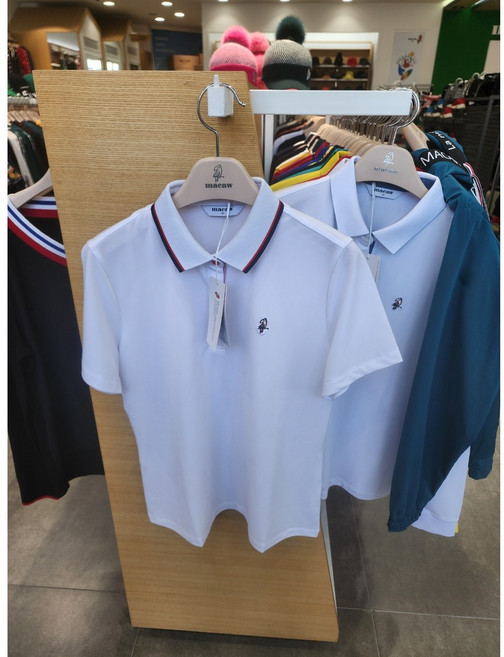 마코 여성 에리 배색 반팔 폴로 티셔츠