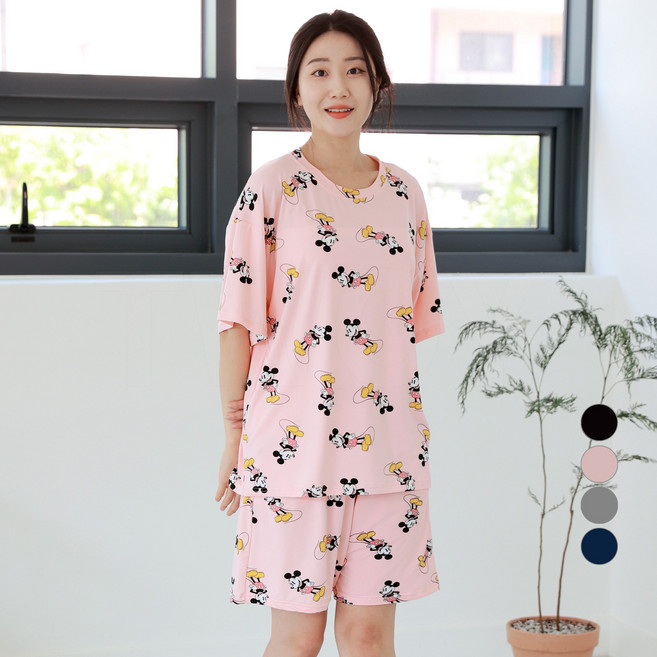 투와이 디즈니 남녀공용 피치 반팔 파자마 상하세트 DF284