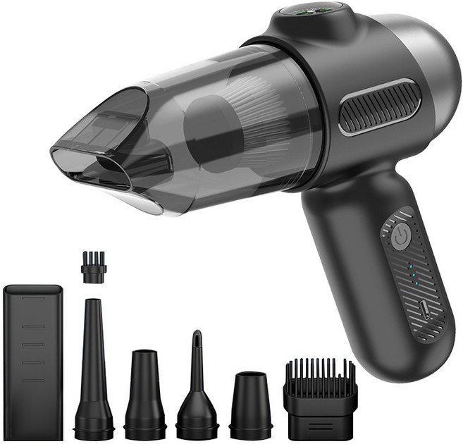 레퓰리 무선 에어건 청소기 BLDC모터 진공 12000pa 핸디 청소기 송풍기 자동차 먼지 청소 휴대용 세차용, 블랙