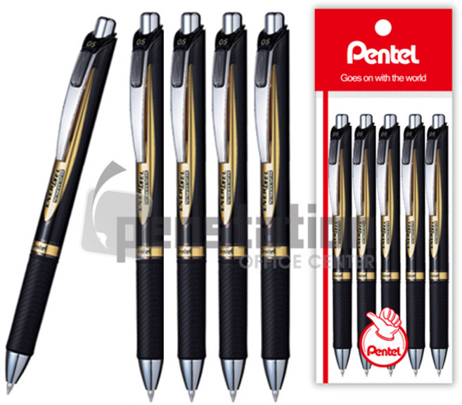 펜텔 에너겔 퍼머넌트 겔잉크 0.5mm 볼펜 세트, 0.5mm 흑색 5개 세트