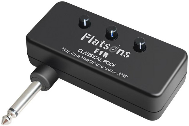 FLATSONS 미니 헤드폰 기타 앰프 초소형 휴대 연습용 일렉기타 베이스용, 1개, 블랙, F1R