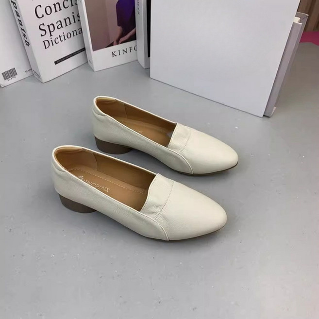 여성 구두 스퀘어 스틸레토단화 펌프스 발편한 정장 구두 베이지 클래식 단화 봄 여름 가을 굽 낮은 가죽 캐주얼 부드러운 면접용 패션 엄마 플랫슈즈