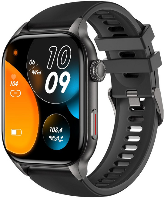 와피크 웨어러블 스마트워치 Z8 2.01인치 초대형 풀스크린 블루투스 통화가능, 블랙, 2.01cm, GPS + 블루투스
