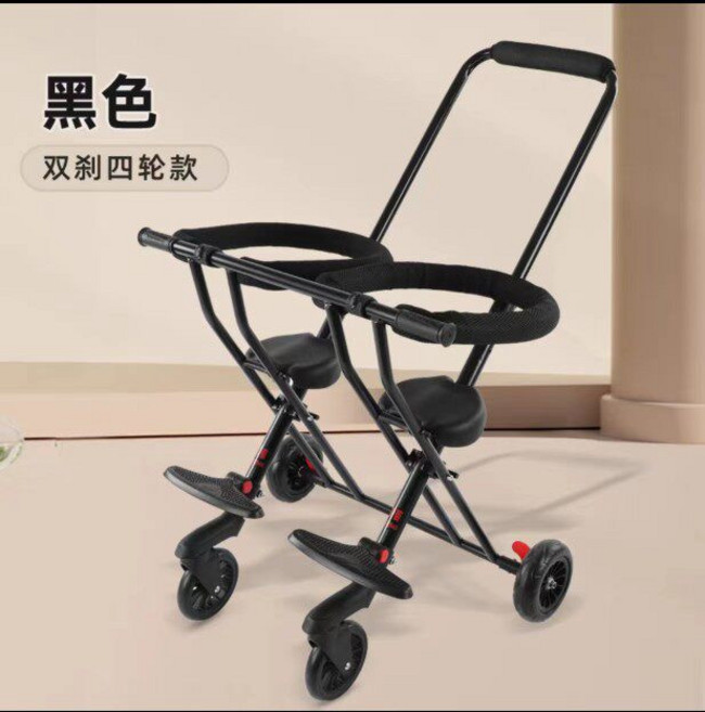 쌍둥이 트라이크 경량형 접이식 연년생 유모차 2인 바퀴 아기유모차 유아용 단일 두꺼운, C2 단일 바퀴 초경량 두꺼운 후륜