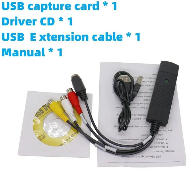 USB2 오디오 비디오 DVD 튜너 VHS XP 카드 VISTA 변환기 캡처 USB 케이블 TV WIN7, 1개