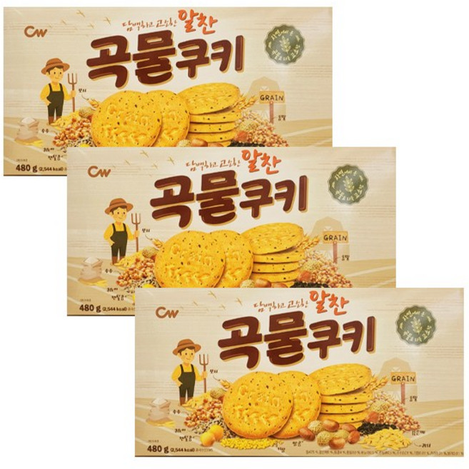 청우 곡물쿠키 대용량패키지, 480g, 3개