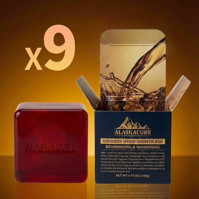 알래스카큐브 버번우드 위스키향 퍼퓸 샤워바, 9개입, 140g