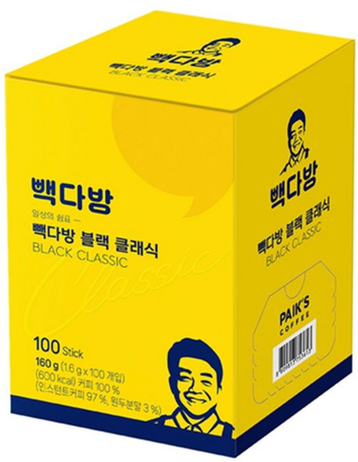 빽다방 블랙 클래식, 1박스, 100개입, 160g