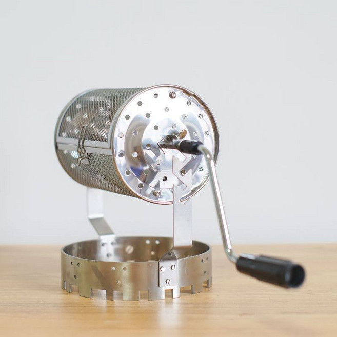 家用半直火手搖咖啡烘豆機 手網烘豆器 生豆DIY烘焙設備 滾筒式烘焙網 烤籠, 中款600克版本外徑14cm, 1個