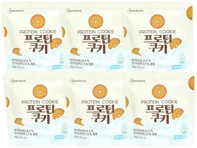 프로틴 과자 칼로리 낮은 단백질 쿠키 살안찌는 정든식품 간식, 6개, 40g - 쿠팡