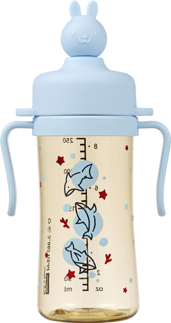 베베픽 실리콘 래빗 토퍼 PPSU 토퍼 빨대컵, 블루벨, 1개, 250ml