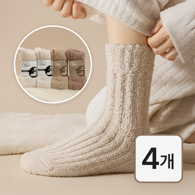 이지하임 털빠짐없는 편안한 무압박 남녀공용 수면양말 4켤레 세트