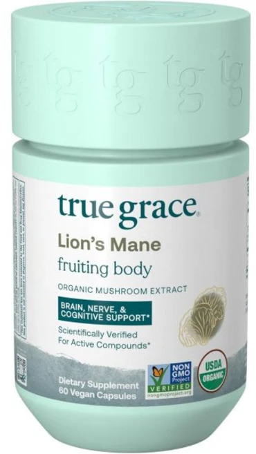 True Grace Mushroom Lion's Mane Nerve & Cognitive Support - 60 Count Capsules -, 60 Count (Pack of 1), 1개, 60정 - 쿠팡