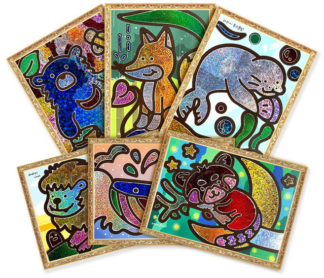 아이스타인 환경보호 멸종위기동물 리무벌 스티커 포일아트, 반달가슴곰, 1개
