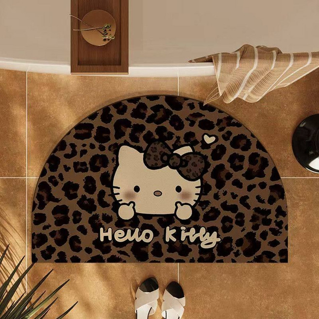 벨로니 논슬립 빨아쓰는 규조토 발매트 호피 고양이, 1개, 반원