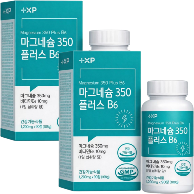글루콘산 산화 마그네슘 350mg 플러스 b6 영양제, 2박스, 90회분