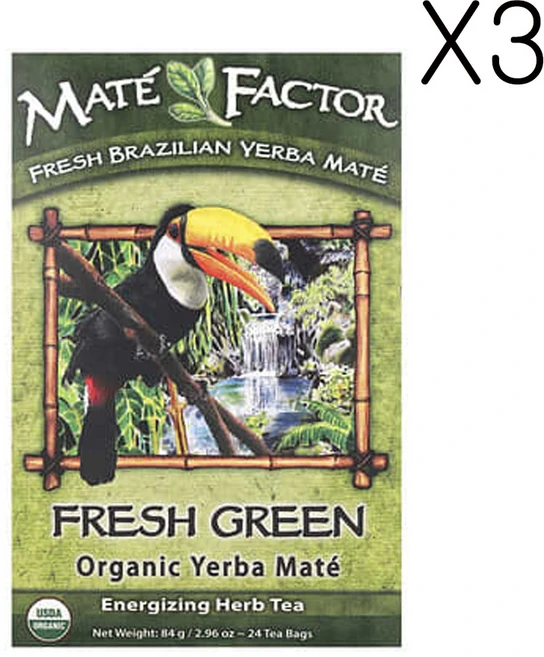 Mate Factor 오가닉 예르바 마테 프레시 그린 허브 티 24개입 84g 1개, 3개 - 쿠팡
