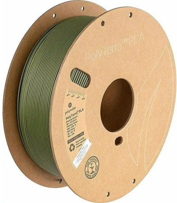 Polymaker PolyTerra PLA Panchroma Matte 필라멘트 1.75mm1kg 무광택 프린팅, army dark green