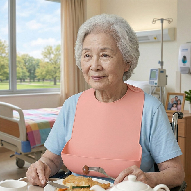 소소상점 성인 환자용 어르신 턱받이, 핑크, 1개