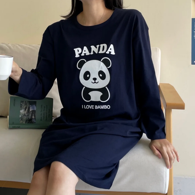 별별모아 긴팔 루즈핏 순면 원피스 홈웨어 잠옷 실내복