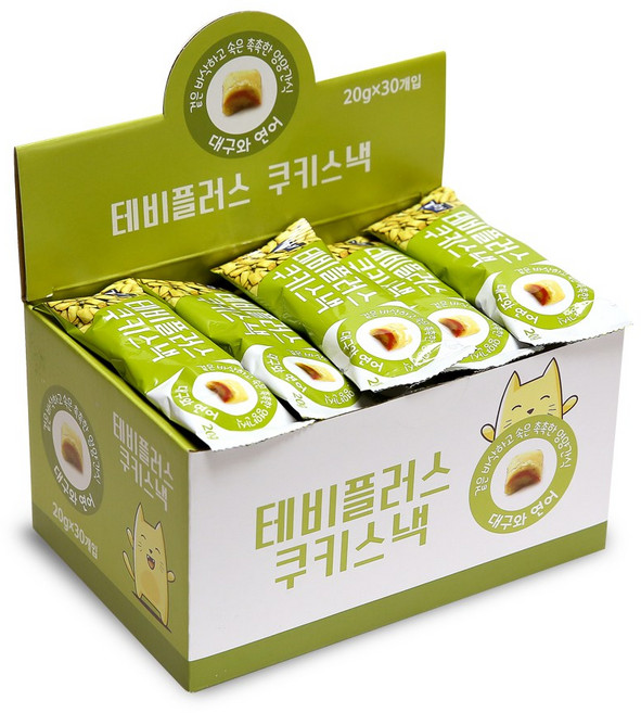 테비플러스 쿠키스낵 고양이간식, 대구와 연어, 30개
