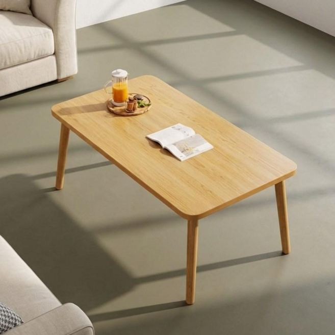 데이킨 혼술 혼밥 좌식 밥상 테이블 700X400X300, 2인용, 네추럴우드