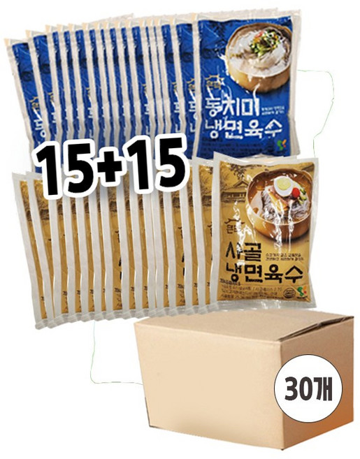큰댁 냉면육수 310g 혼합 30개 한박스(동치미 15개 사골 15개)