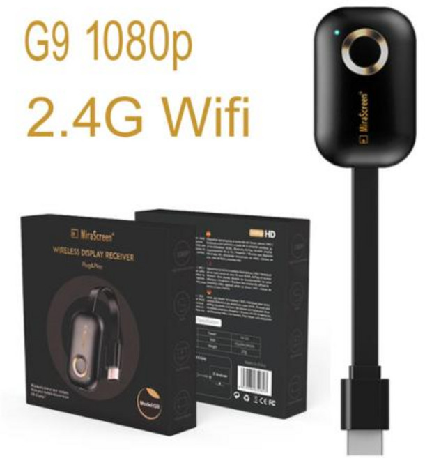 HDMI 송수신기 미라스크린 G9 플러스 무선 안드로이드 TV 미라캐스트 에어플레이 미러 스크린, 1.G9 2.4G 1080P, 1개