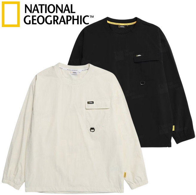 [백화점발송]내셔널지오그래픽 남성 맨투맨 긴팔티 우븐 세미오버핏 티셔츠 상의