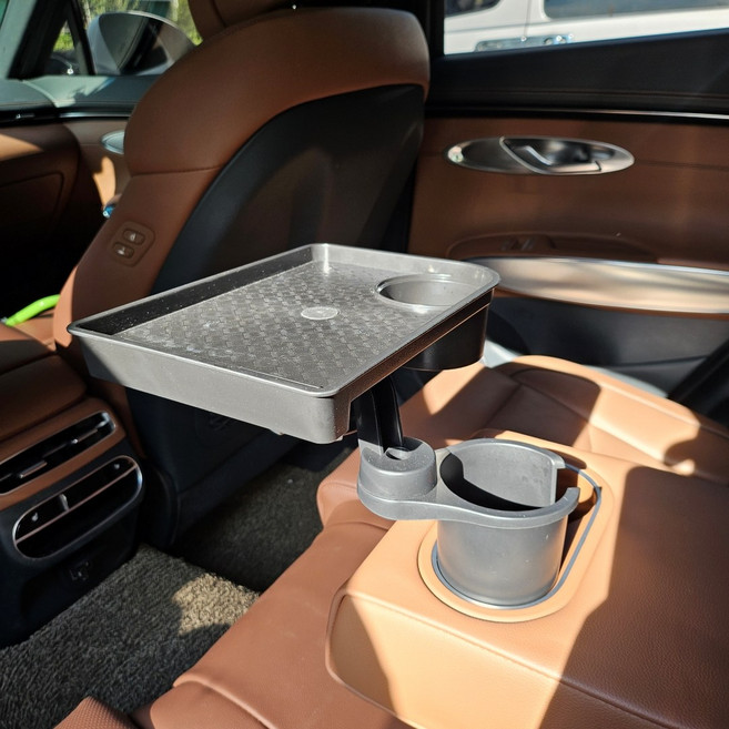 차량 컵홀더 뒷좌석 야구장 간이테이블 차량용 테이블 영화관 트레이 모욜, 블랙, 1개