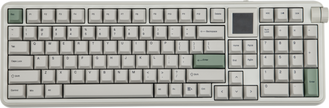 EPOMAKER RT100 PRO 에포메이커 풀배열 레트로 스크린 및 노브 3모드 기계식 키보드, 레트로 화이트, 크리미 제이드축, 제조사축