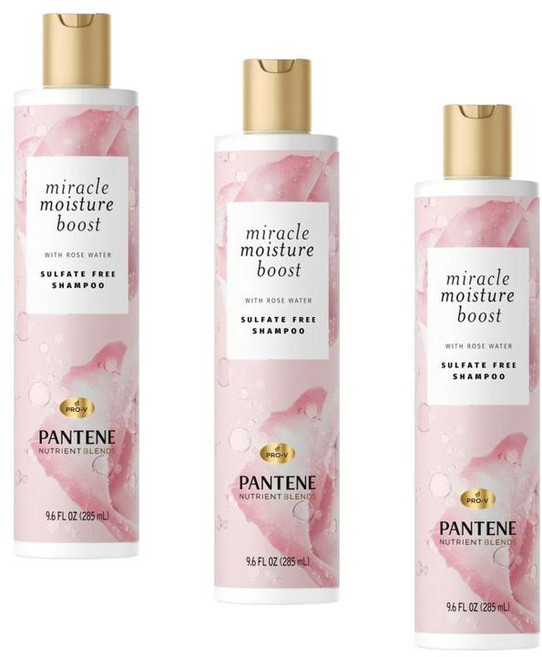 팬틴 미라클 모이스쳐 부스트 로즈워터 샴푸 Pantene Miracle Moisture Boost Shampoo, 3개, 285ml