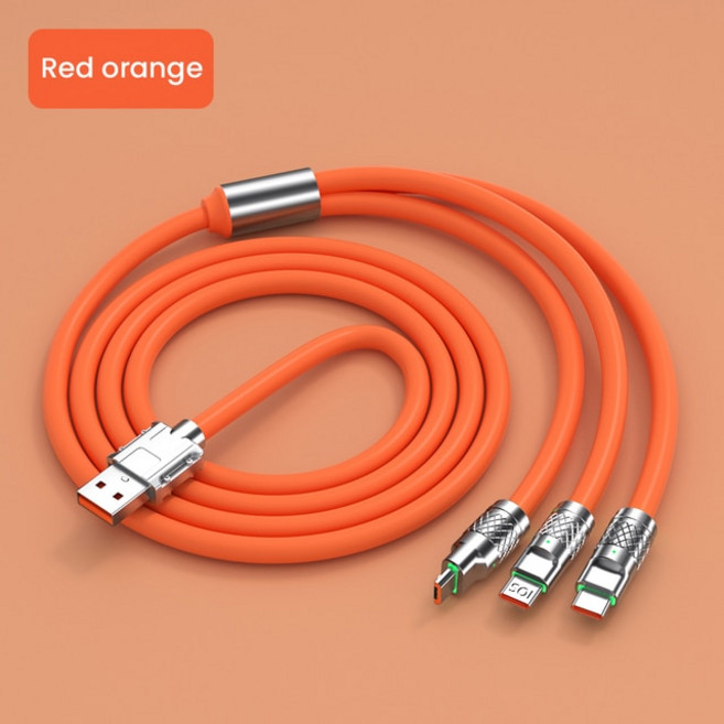 화웨이 POCO USB 충전 케이블 마이크로 C 타입 데이터 코 Realme 11 용 120W 6A 3 in 1, Orange+12M * 1개, 1개