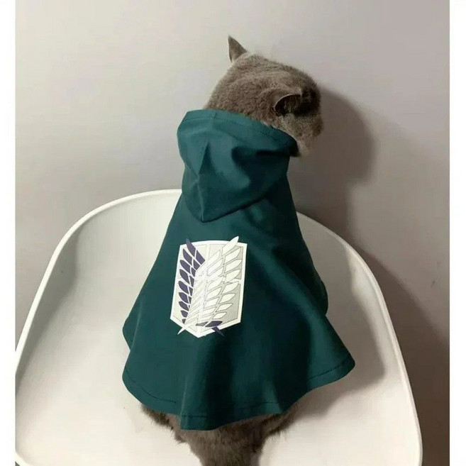 진격의거인 조사병단 진격거 귀여운 고양이옷 강아지옷 리바이 에렌 망토, 1개