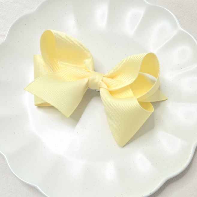 [라라머리핀] 러블리 글로시 쉬폰 반짝 리본 유아 머리핀 3종