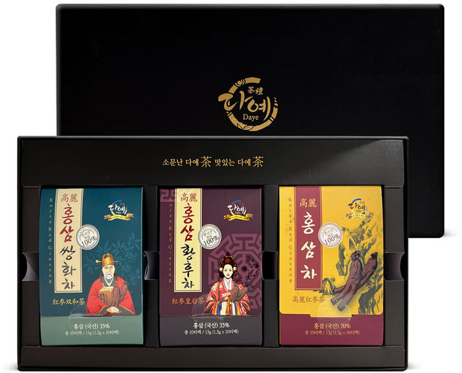 [본사직영] 다예 궁중 홍삼 한방차 3종 티백 선물세트+쇼핑백, 9세트, 30개입