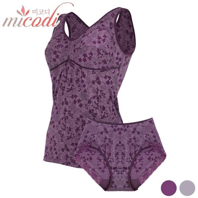 MICODI 국내생산 여자속옷 체형보정 유기농 순면 부직포 노와이어 브라런닝팬티 사이즈선택구매 9037 39