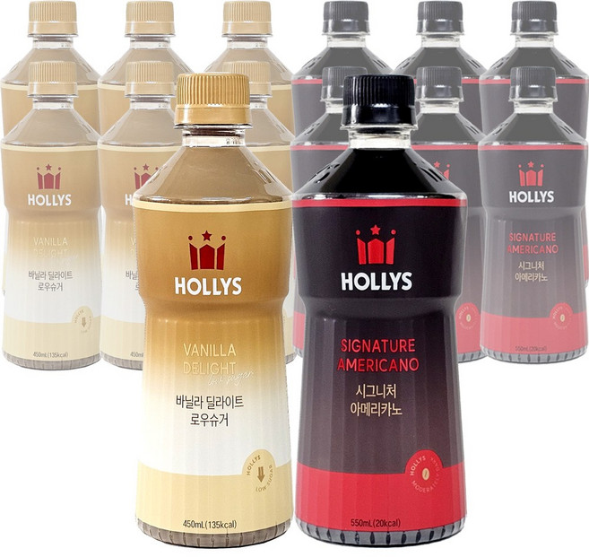 할리스 바닐라 딜라이트 로우슈거 450ml 6개 + 시그니처 아메리카노 550ml 6개 (총 12개), 12개, 500ml
