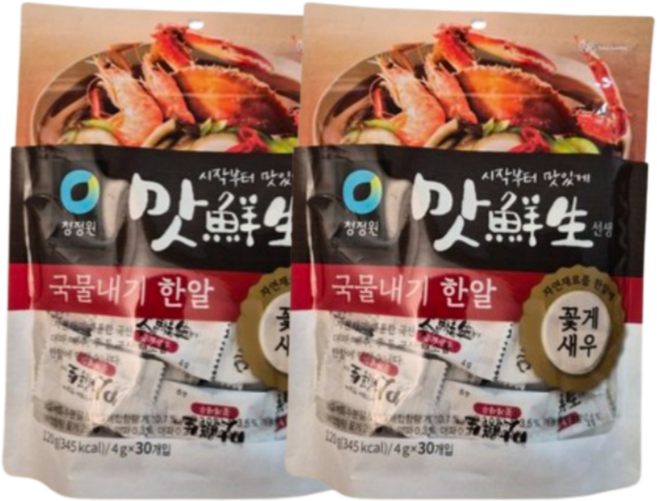 맛선생 꽃게새우 국물내기 한알 30p, 120g, 2개