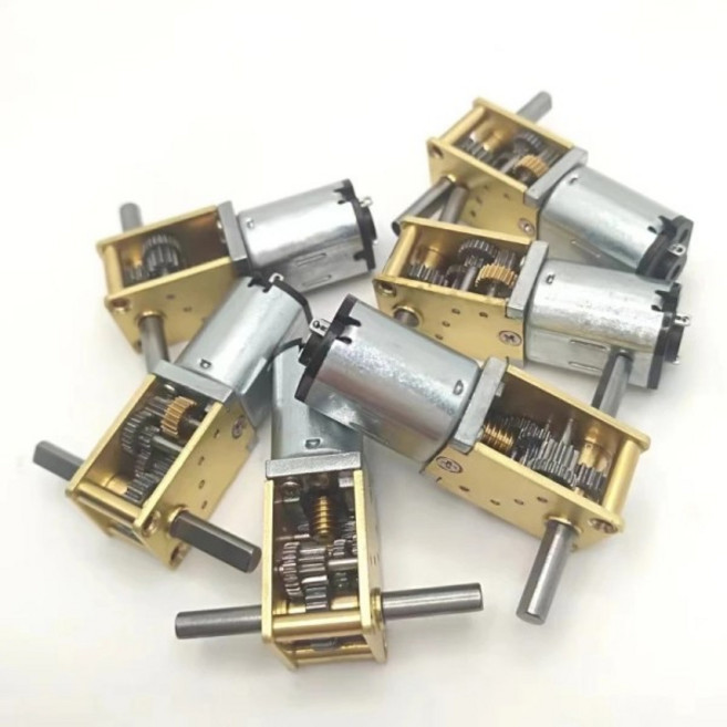 미니 N20 모든 금속 기어 박스 모터 단일/이중/긴 샤프트 DC 3V-12V 저속 대형 토크 웜 DIY 로봇 모델 자동, 6V34RPM, Dual Axis, 1개