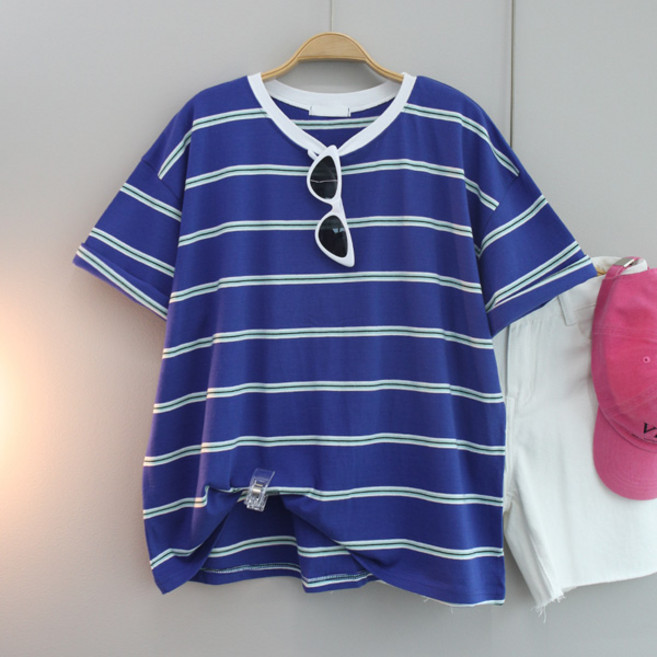 달콩 셔플단가라박스반팔티 스트라이프 오버핏 여름신상