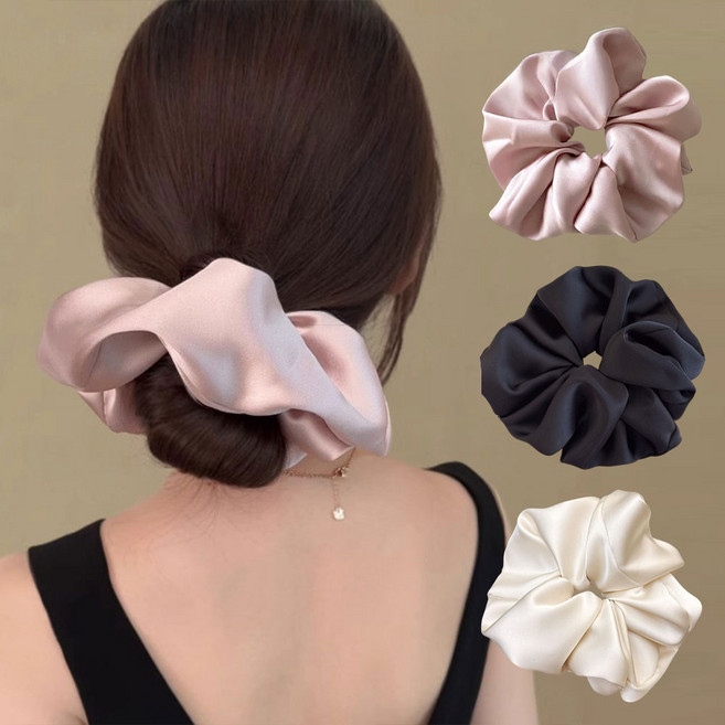 (3개 1set)새틴 실키 대형 곱창머리끈 빅사이즈 헤어슈슈