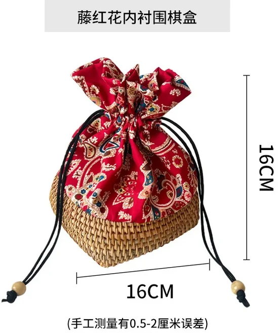 뚜껑이 있는 라운드 라탄 박스 수제 다목적 위커 데스크탑 장식 보석 보관함 메이크업 정리함, 09 16x16x16cm